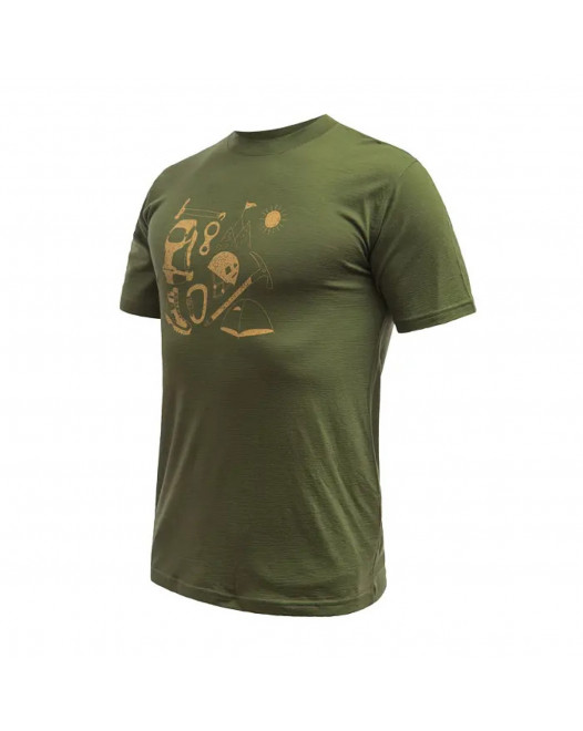 Мъжка Термотениска от 100% Мериносова Вълна Sensor Merino Active Hiking (Къс Ръкав) – Safari Green